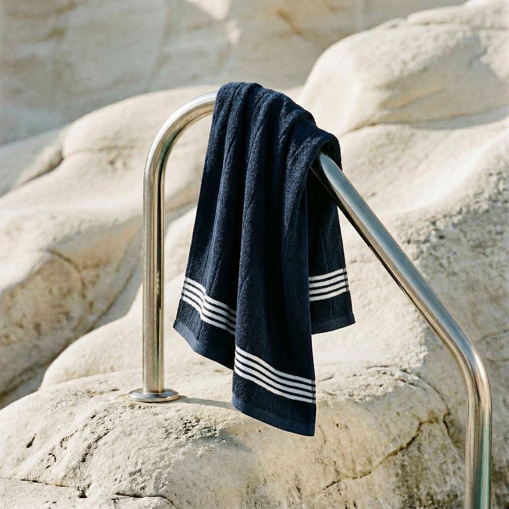 Nautilus 600 GSM Australian Cotton Towel Navy Blue Striped