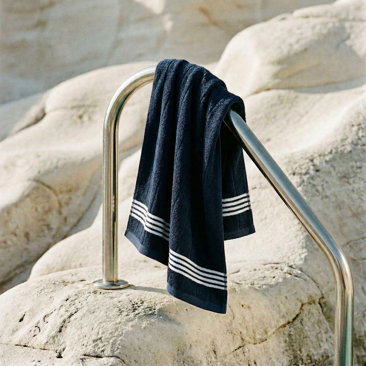Nautilus 600 GSM Australian Cotton Towel Navy Blue Striped