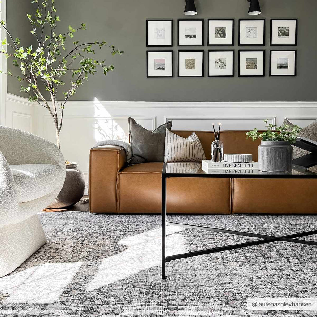 Hedda Boutique Washable Rug With Gray And Teal Pattern