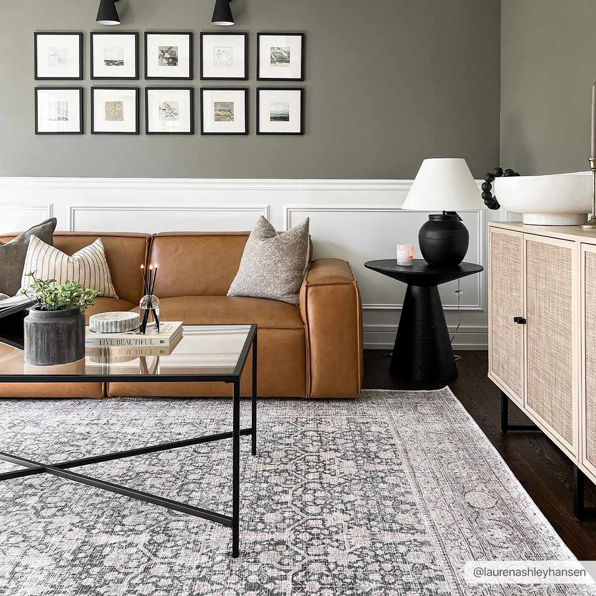 Hedda Boutique Washable Rug With Gray And Teal Pattern