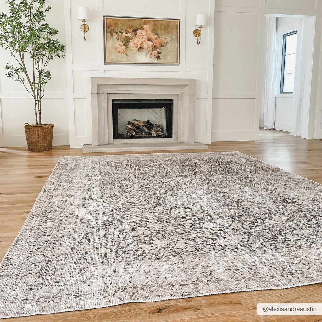 Hedda Boutique Washable Rug With Gray And Teal Pattern