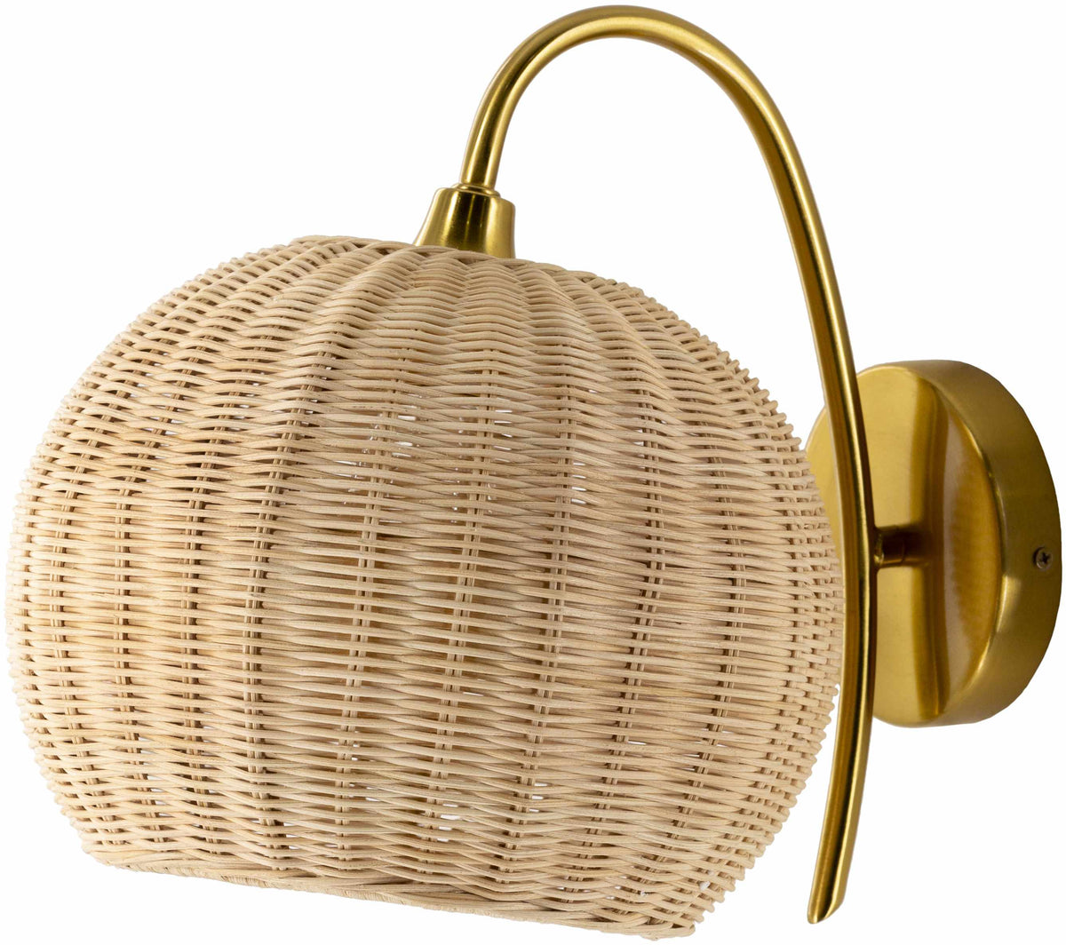 Hidang Woven Rattan Wall Sconces Tan With Gold Iron Base