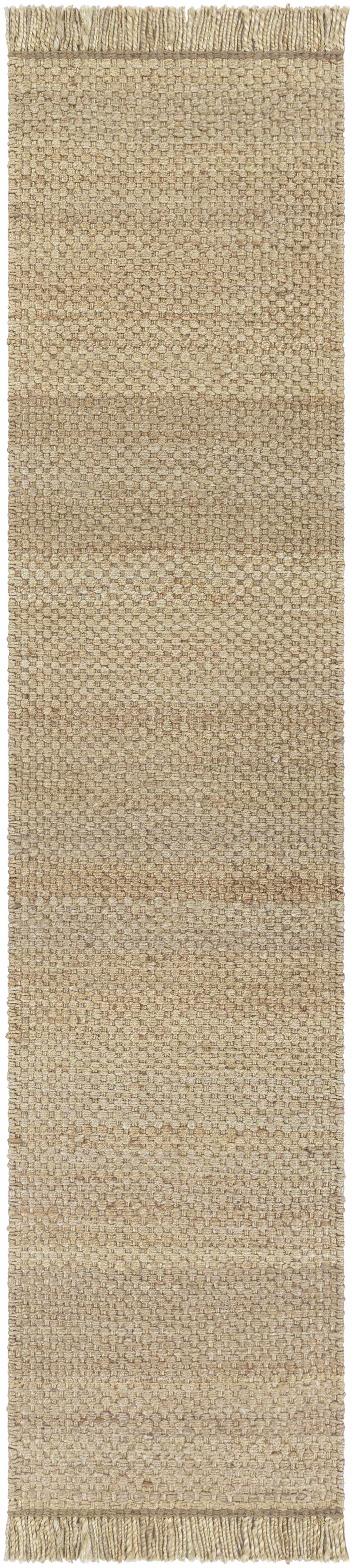 Hovland Hand Woven Natural Jute Rug With High Pile And Fringe