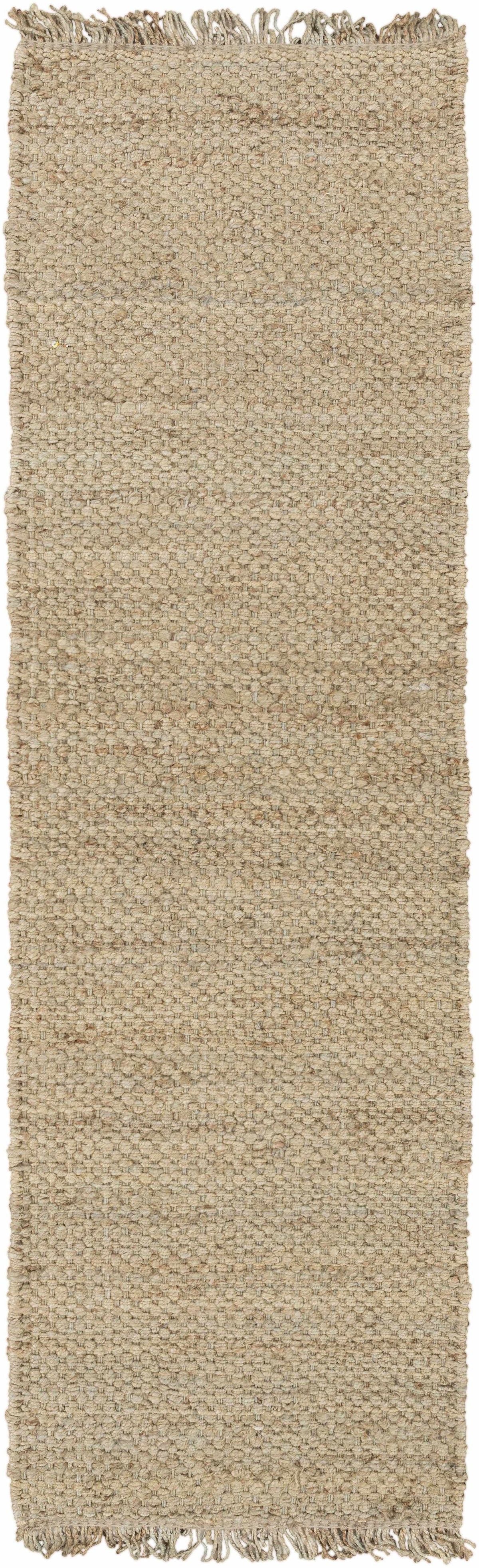 Hovland Hand Woven Natural Jute Rug With High Pile And Fringe