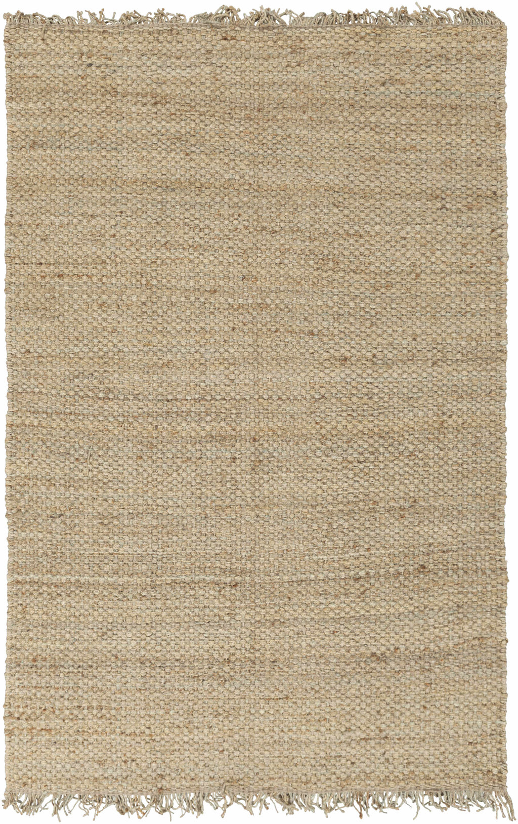 Hovland Hand Woven Natural Jute Rug With High Pile And Fringe