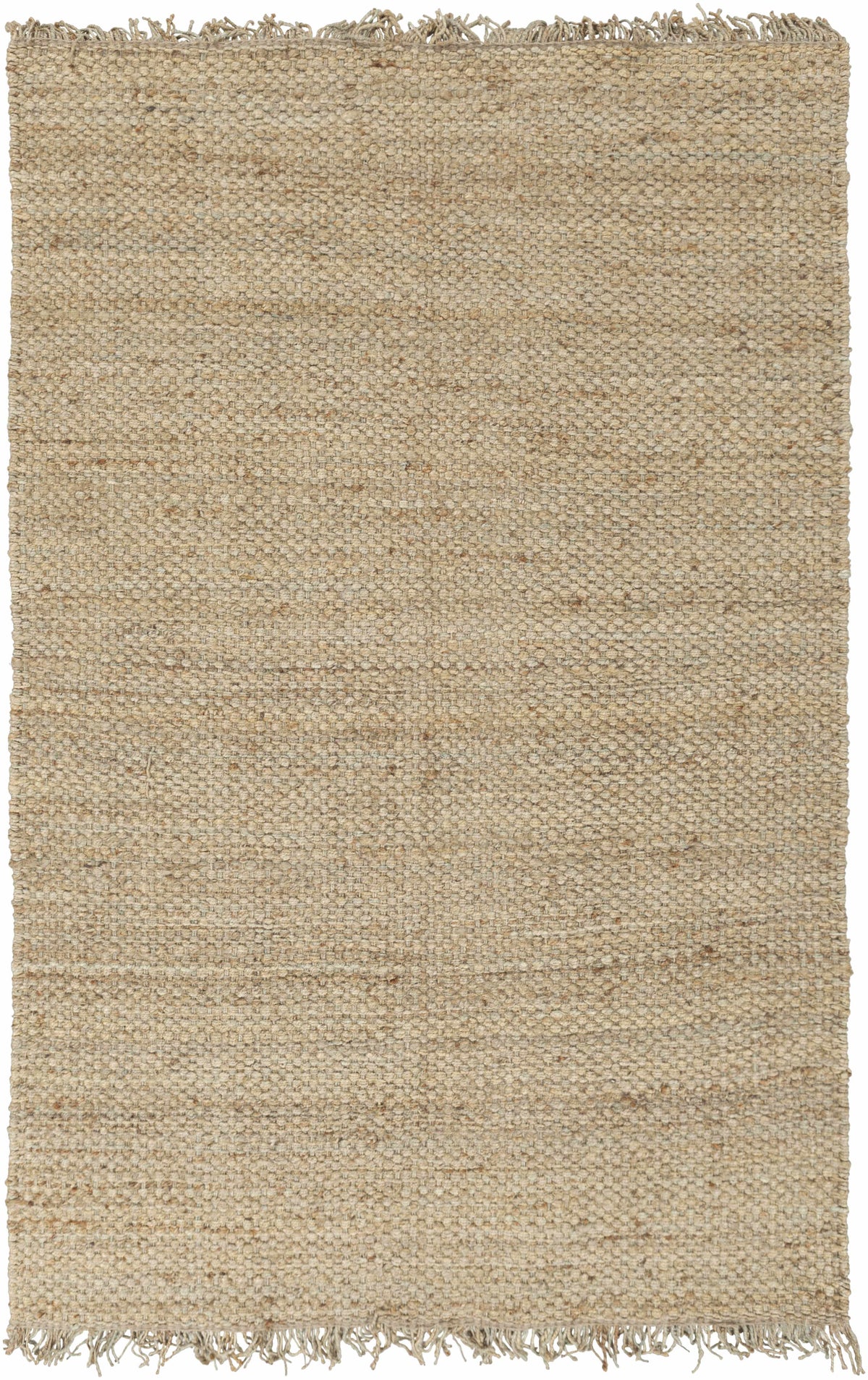 Hovland Hand Woven Natural Jute Rug With High Pile And Fringe