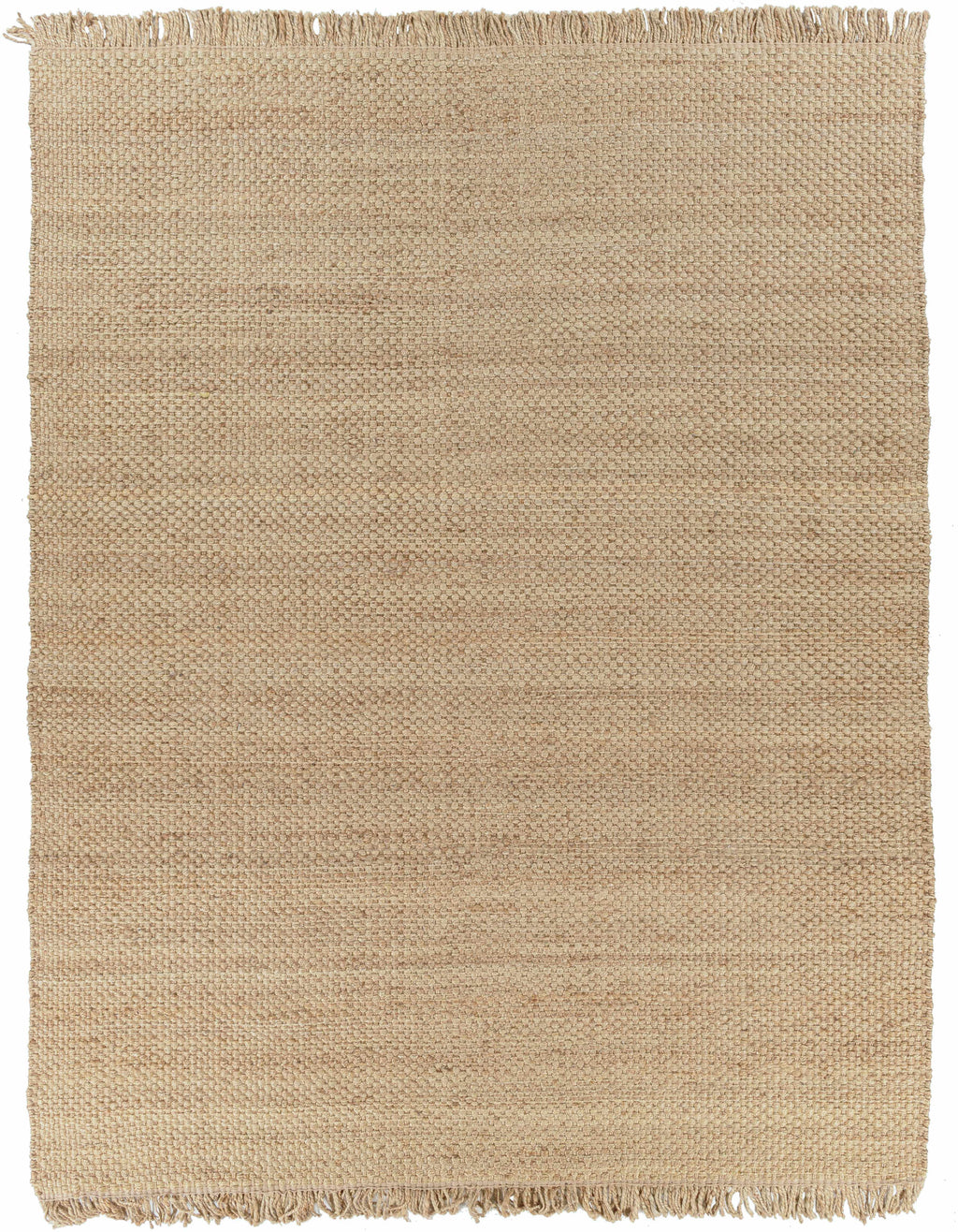 Hovland Hand Woven Natural Jute Rug With High Pile And Fringe
