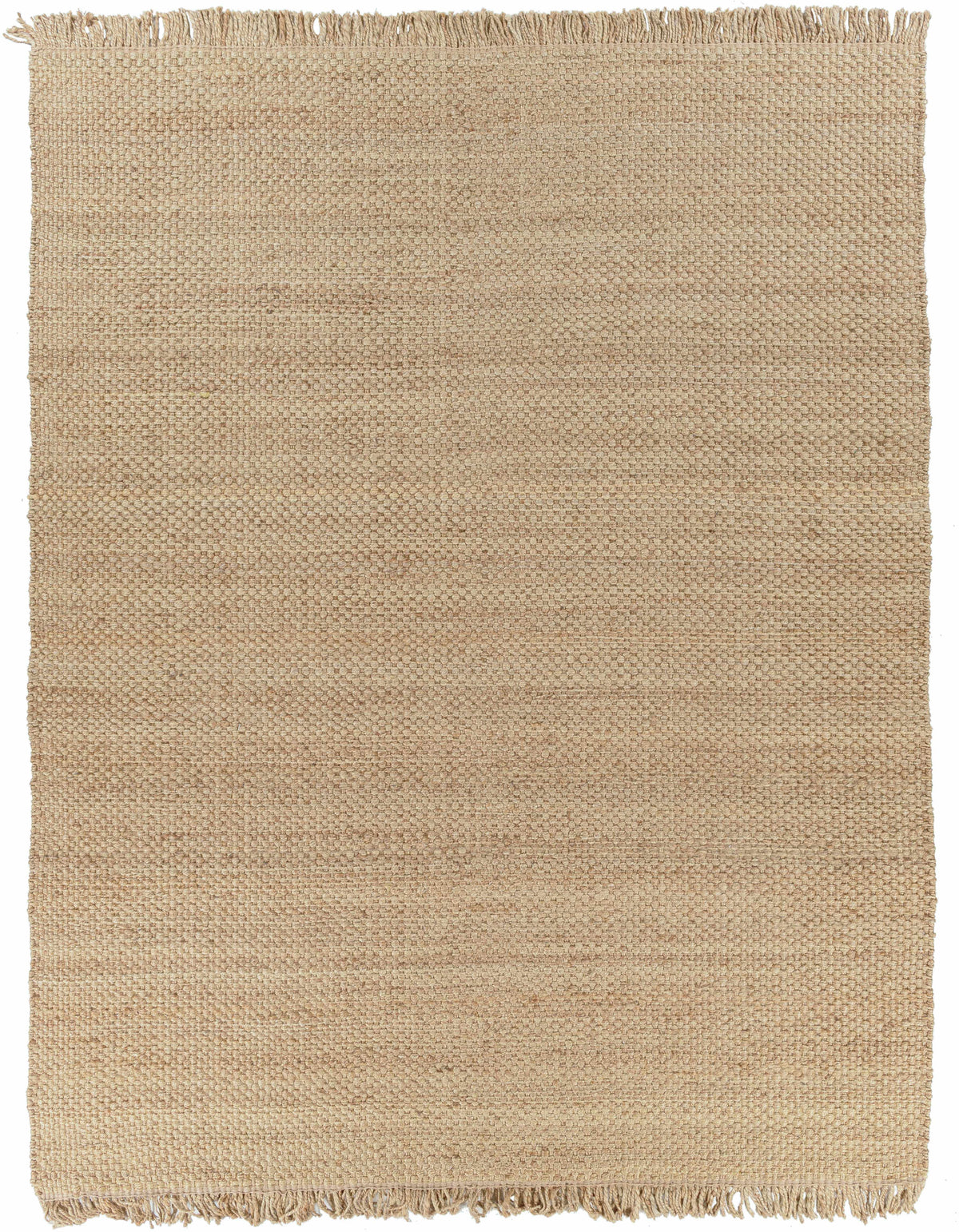 Hovland Hand Woven Natural Jute Rug With High Pile And Fringe