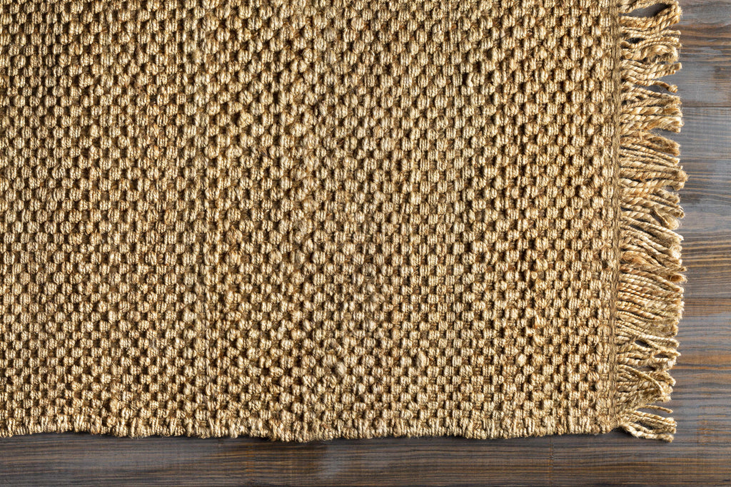 Hovland Hand Woven Natural Jute Rug With High Pile And Fringe