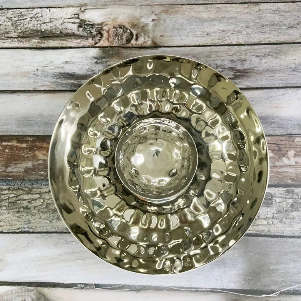 ElaraHome Hammered Chip And Dip Bowl Brilliant Polish Finish