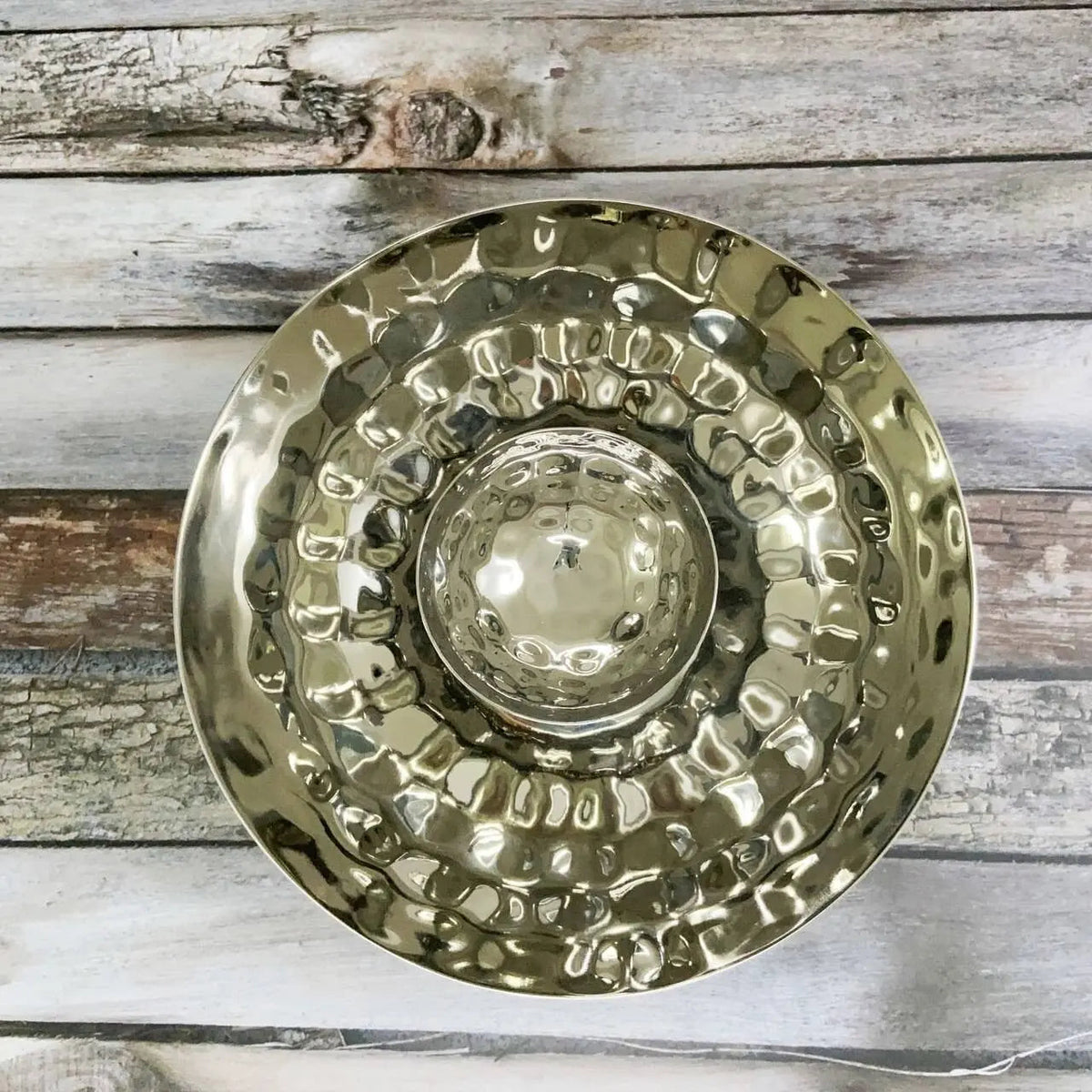 ElaraHome Hammered Chip And Dip Bowl Brilliant Polish Finish
