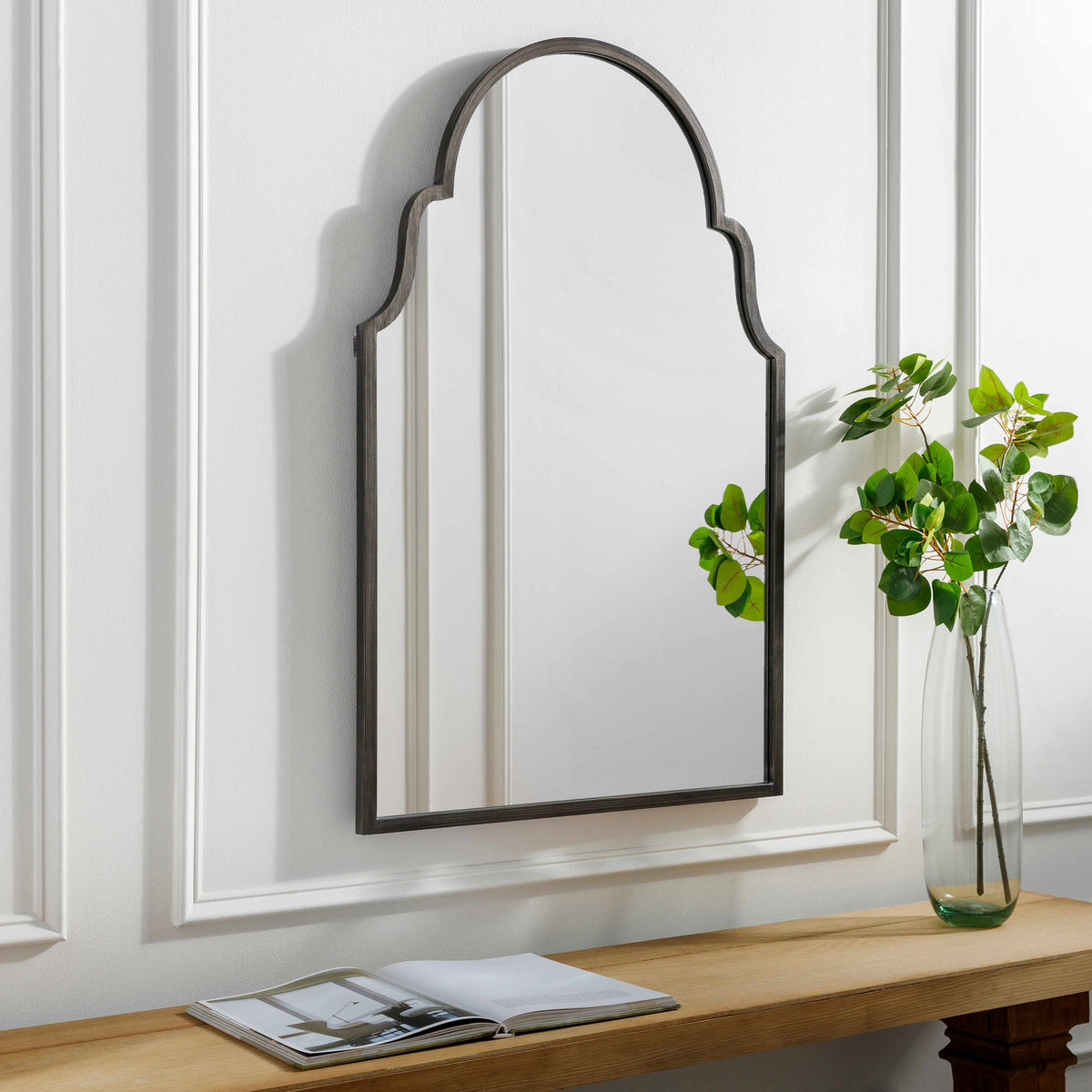 Ivisan Silver Wood Wall Mirror Traditional Elegance