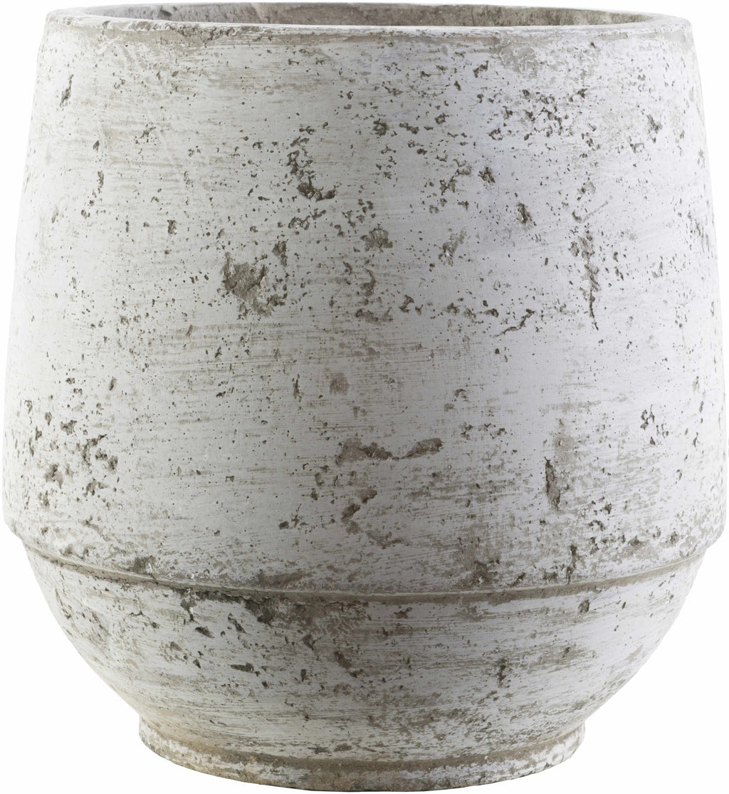 Janamuato Elegant Ivory Geometric Cement Outdoor Planter