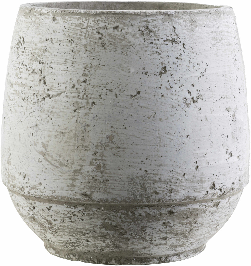 Janamuato Elegant Ivory Geometric Cement Outdoor Planter