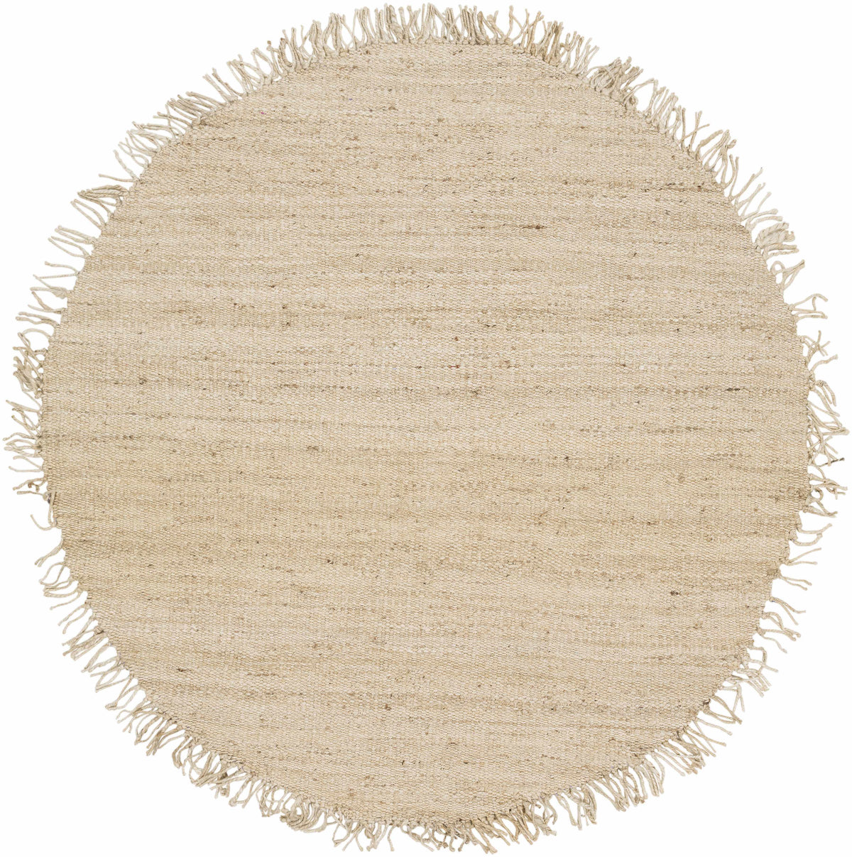 Iantha Handmade Ivory Jute Rug With Custom Shape And Fringe