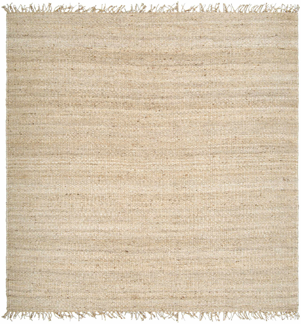 Iantha Handmade Ivory Jute Rug With Custom Shape And Fringe