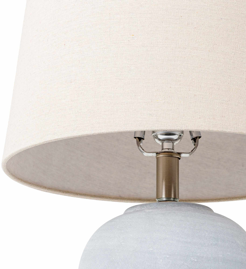 Khoi Elegant Table Lamp With Linen Shade And Nickel Finish