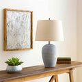 Khoi Elegant Table Lamp With Linen Shade And Nickel Finish