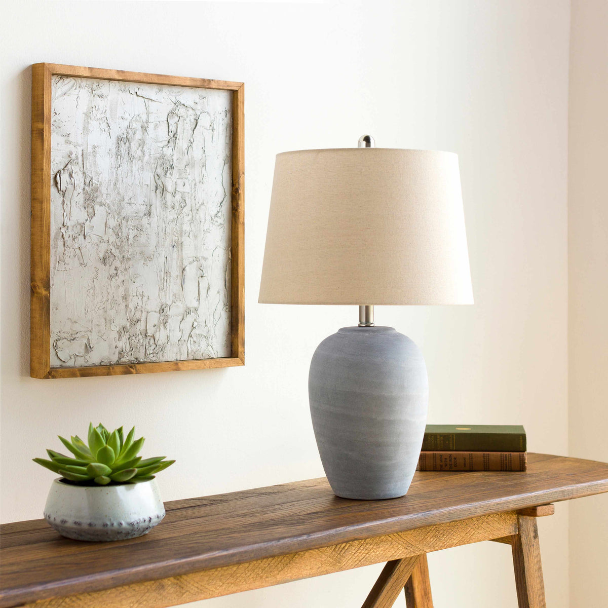 Khoi Elegant Table Lamp With Linen Shade And Nickel Finish