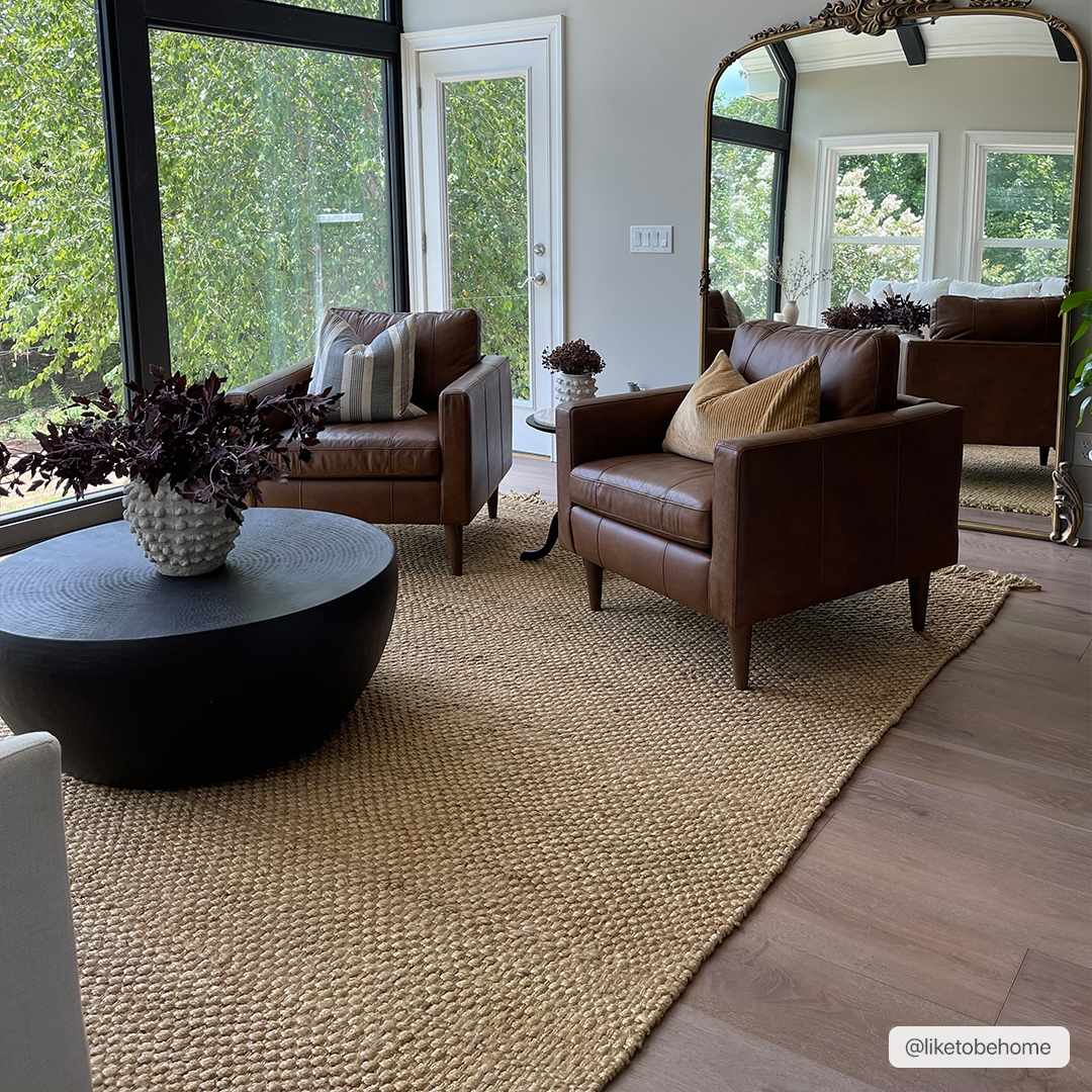 Hovland Hand Woven Natural Jute Rug With High Pile And Fringe