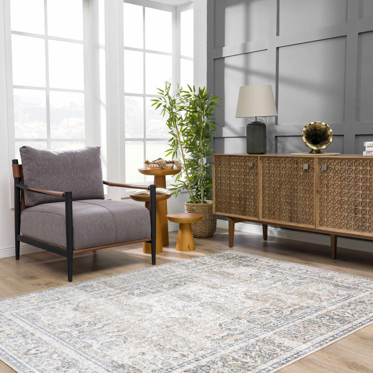 Arias Boutique Elegant Geometric Machine Washable Rug