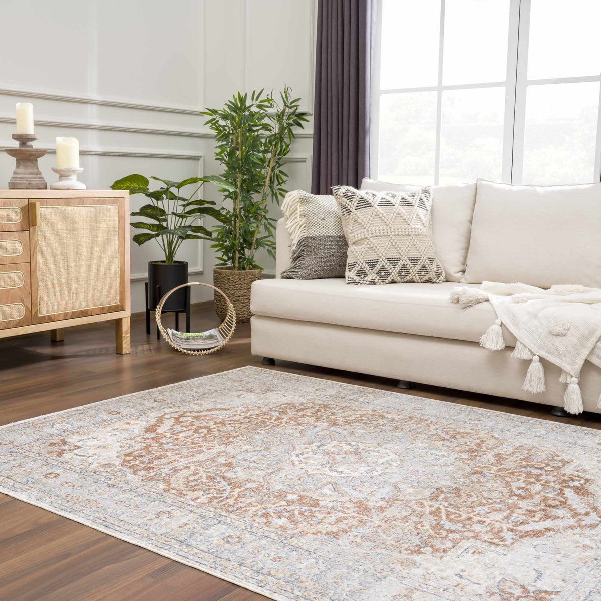 Emke Machine Washable Flat Pile Rug In Navy Pattern