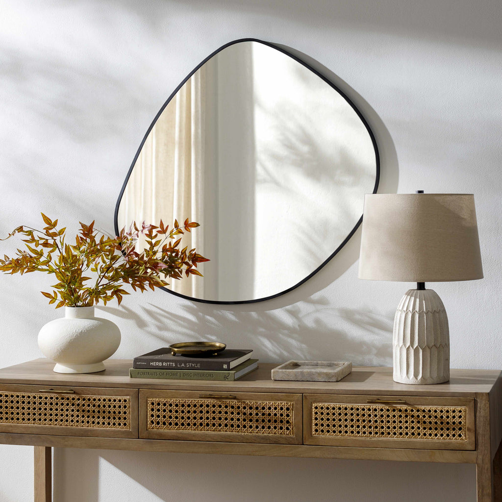 Lochovice Distressed Black Iron Framed Wall Mirror