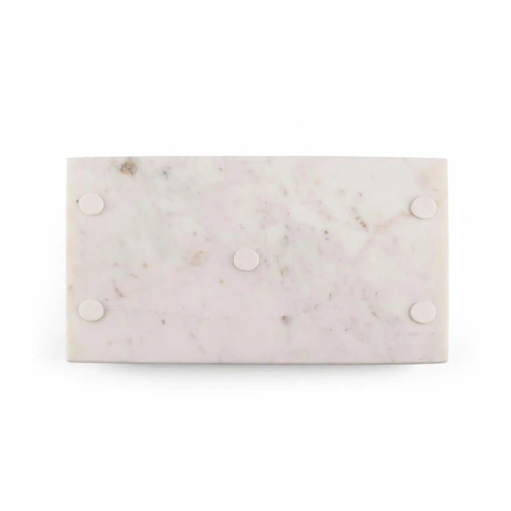 Marcella Contemporary White Marble Tray With Copper Leaf Handles