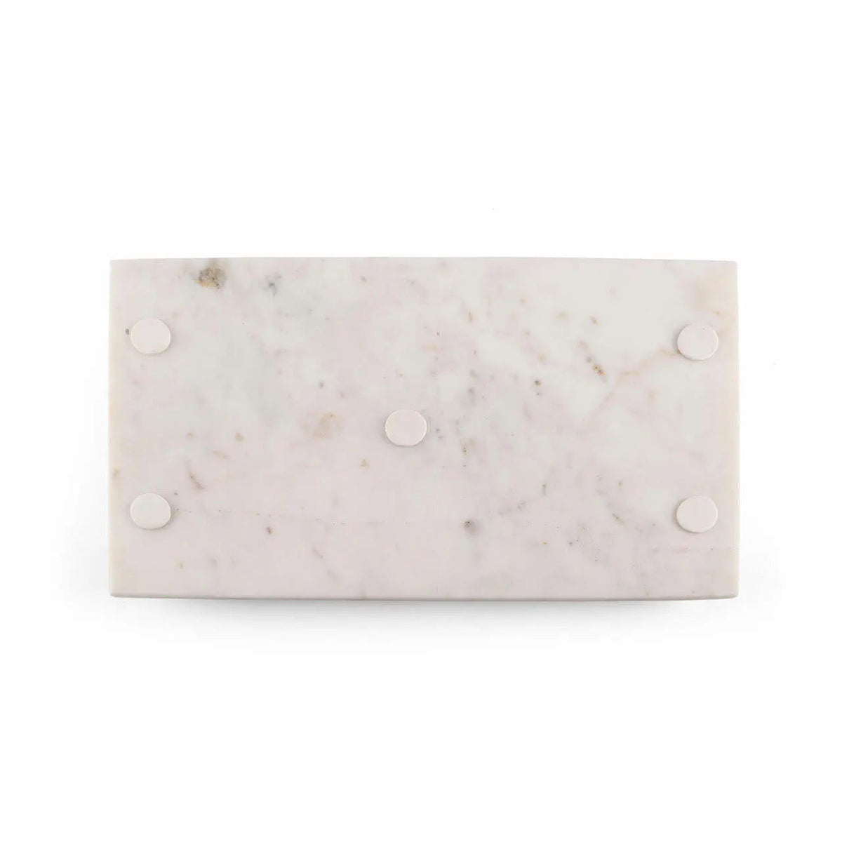 Marcella Contemporary White Marble Tray With Copper Leaf Handles