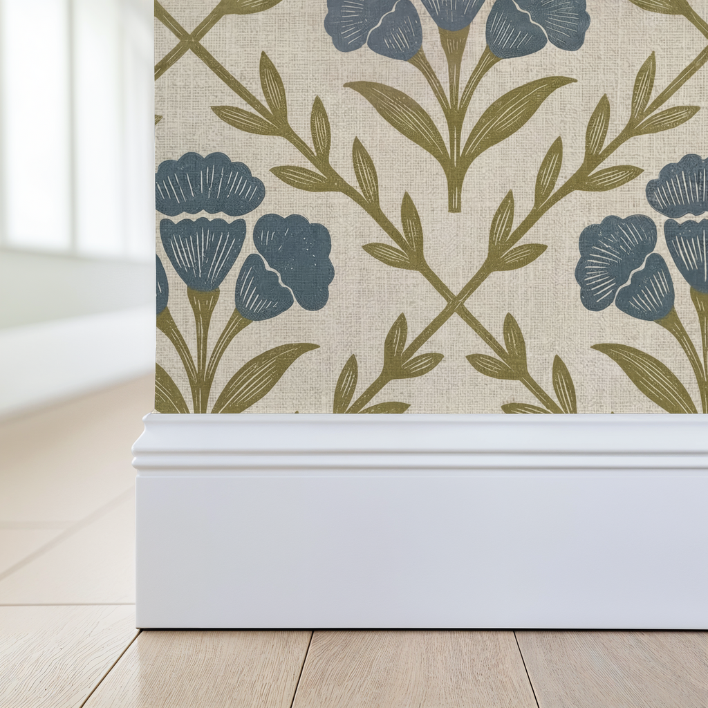 Wall Blush Original Marielos Elegant Floral Wallpaper Olive Beige