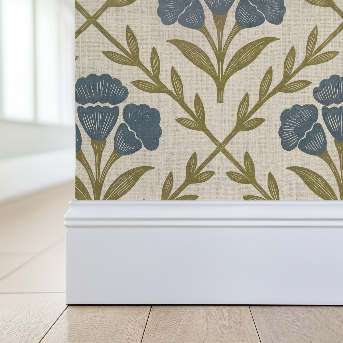Wall Blush Original Marielos Elegant Floral Wallpaper Olive Beige