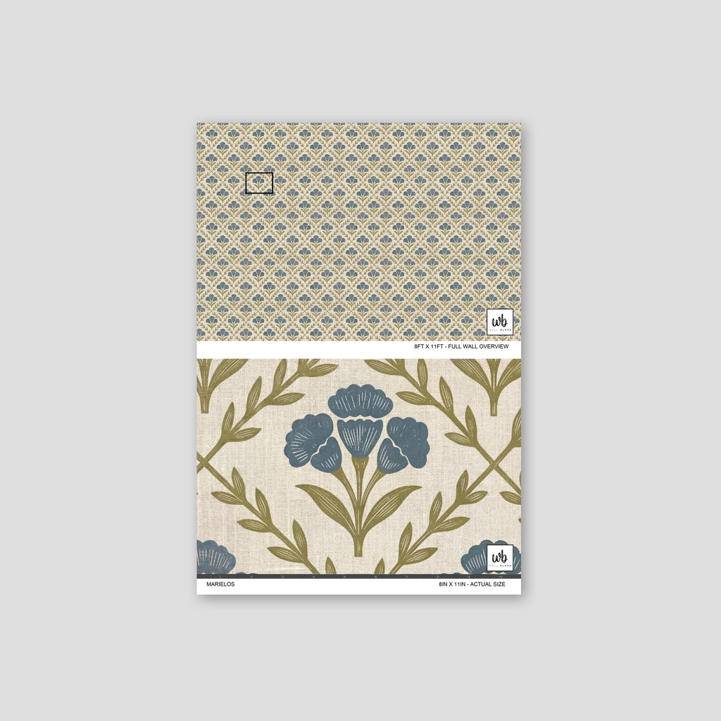 Wall Blush Original Marielos Elegant Floral Wallpaper Olive Beige