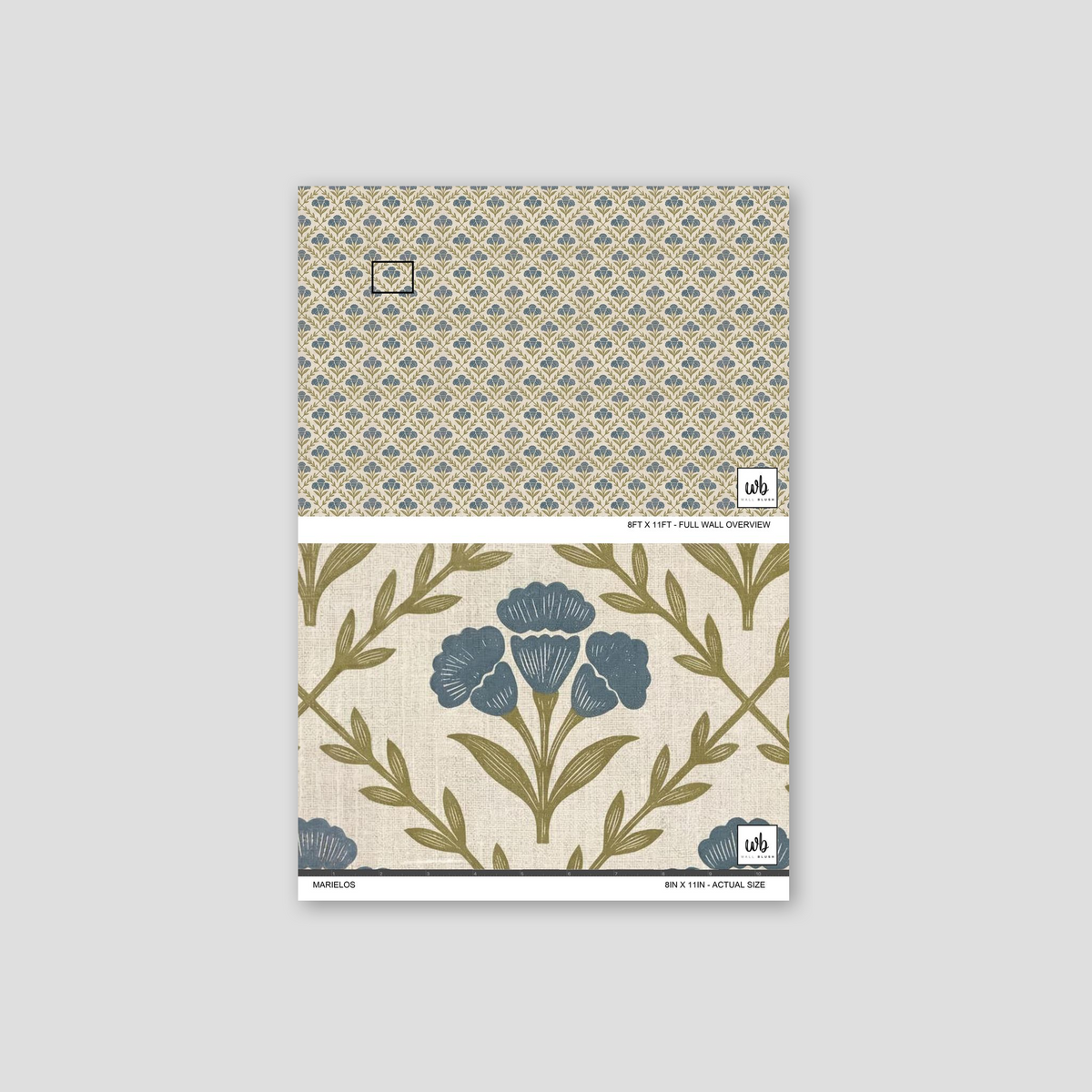 Wall Blush Original Marielos Elegant Floral Wallpaper Olive Beige