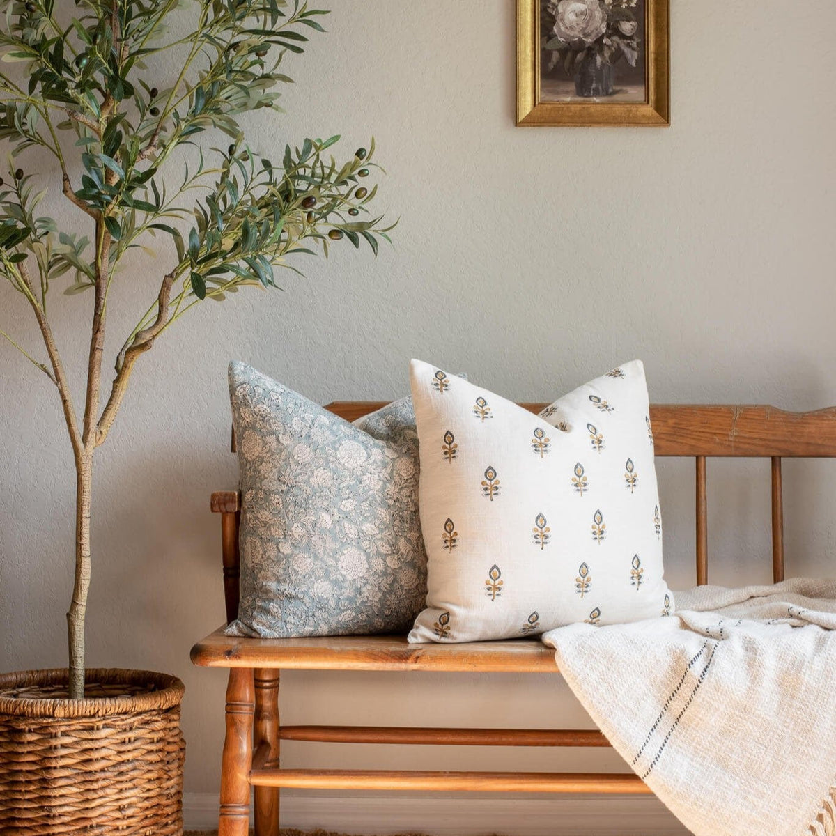 Marla Exclusive Hand Block Printed Floral Pillow Cover