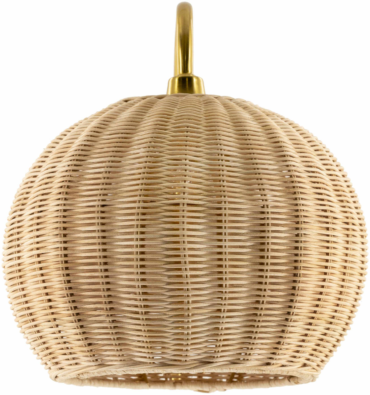 Hidang Woven Rattan Wall Sconces Tan With Gold Iron Base