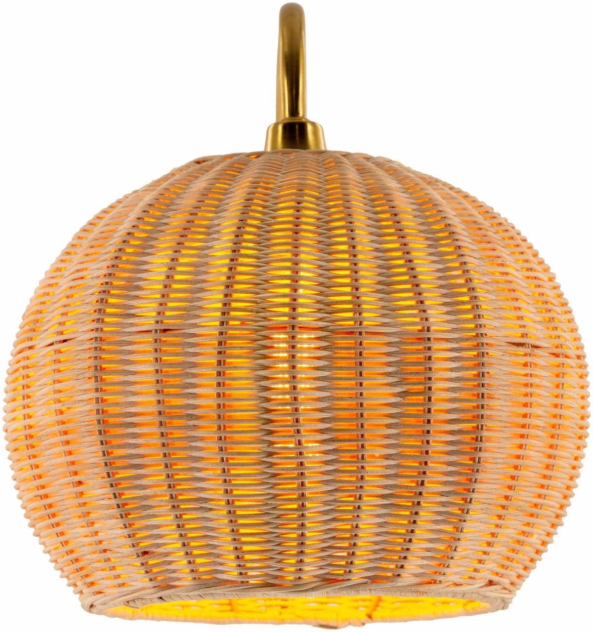 Hidang Woven Rattan Wall Sconces Tan With Gold Iron Base