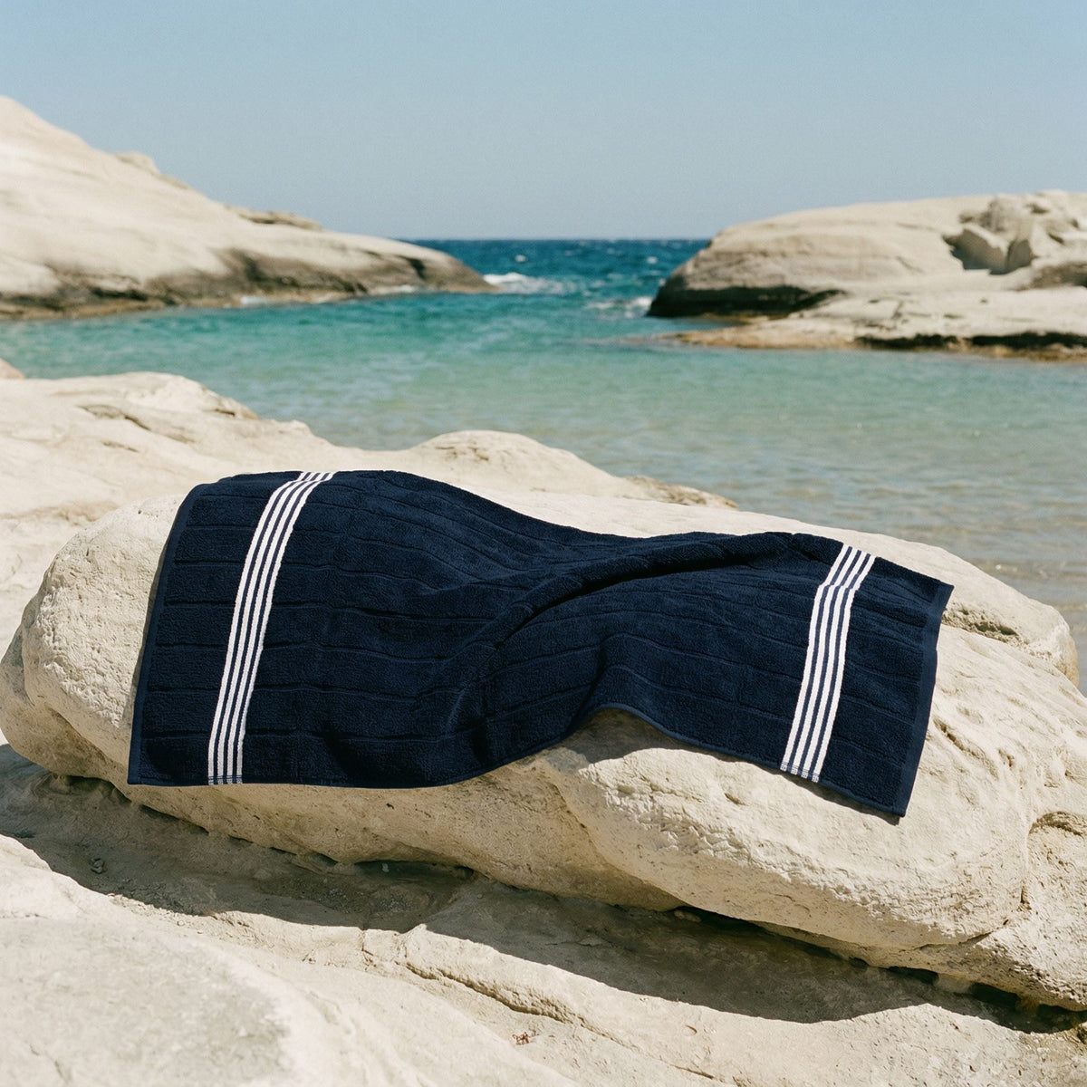 Nautilus 600 GSM Australian Cotton Towel Navy Blue Striped