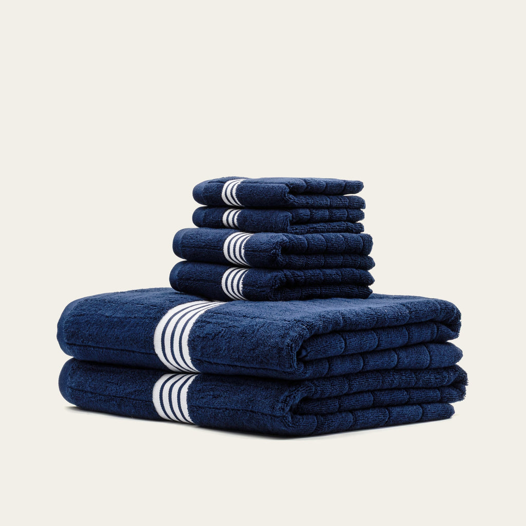 Nautilus 600 GSM Australian Cotton Towel Navy Blue Striped