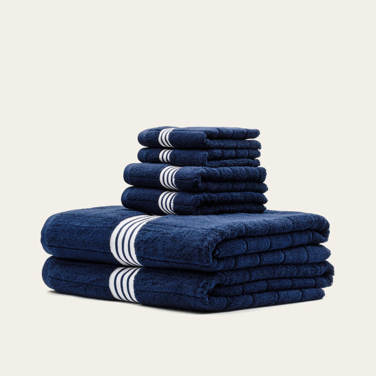 Nautilus 600 GSM Australian Cotton Towel Navy Blue Striped