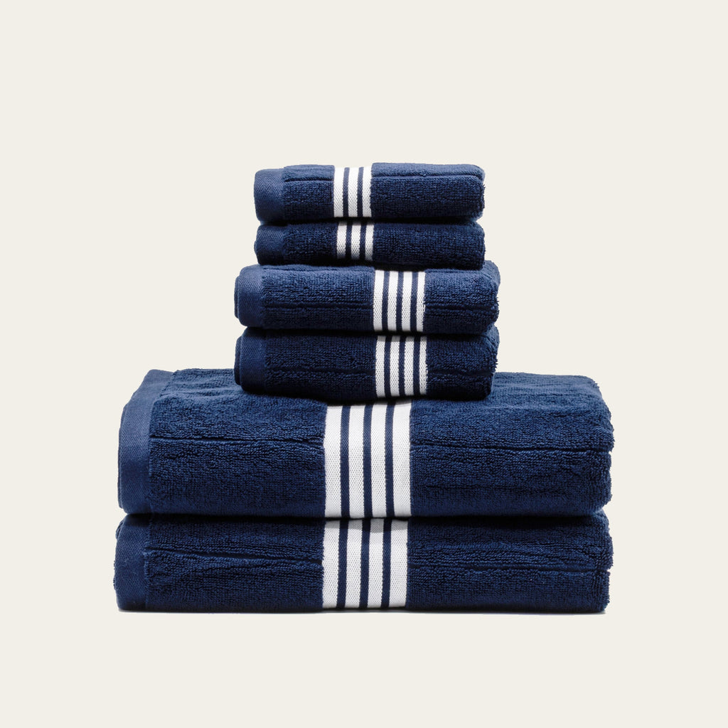 Nautilus 600 GSM Australian Cotton Towel Navy Blue Striped