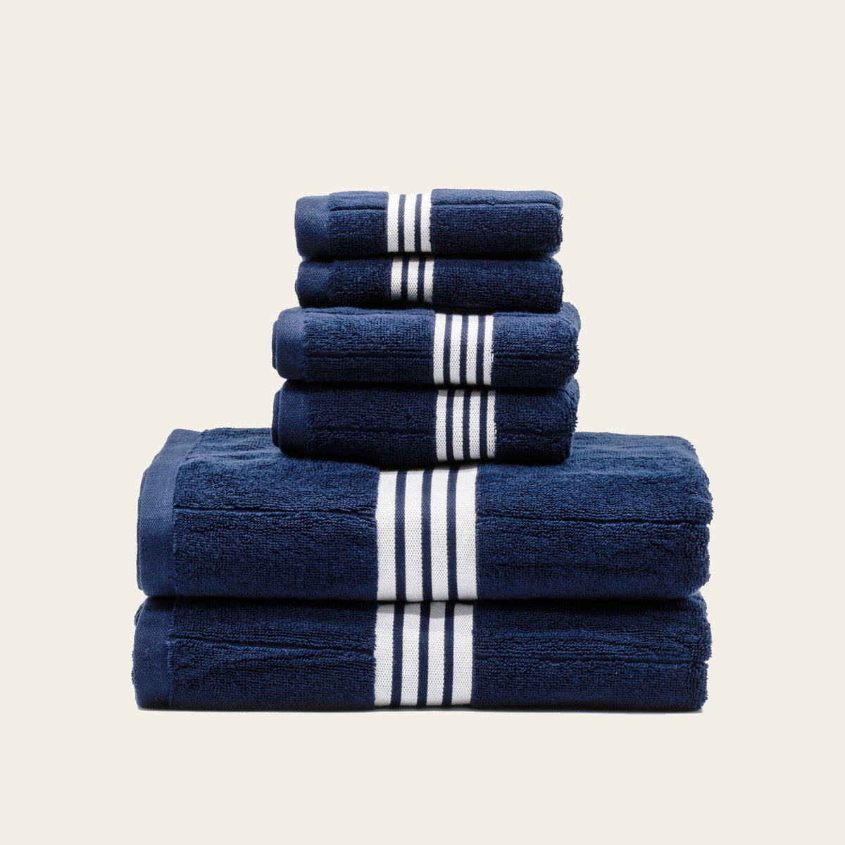 Nautilus 600 GSM Australian Cotton Towel Navy Blue Striped