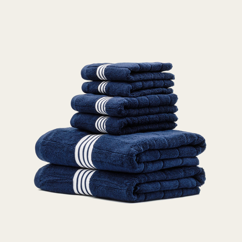 Nautilus 600 GSM Australian Cotton Towel Navy Blue Striped