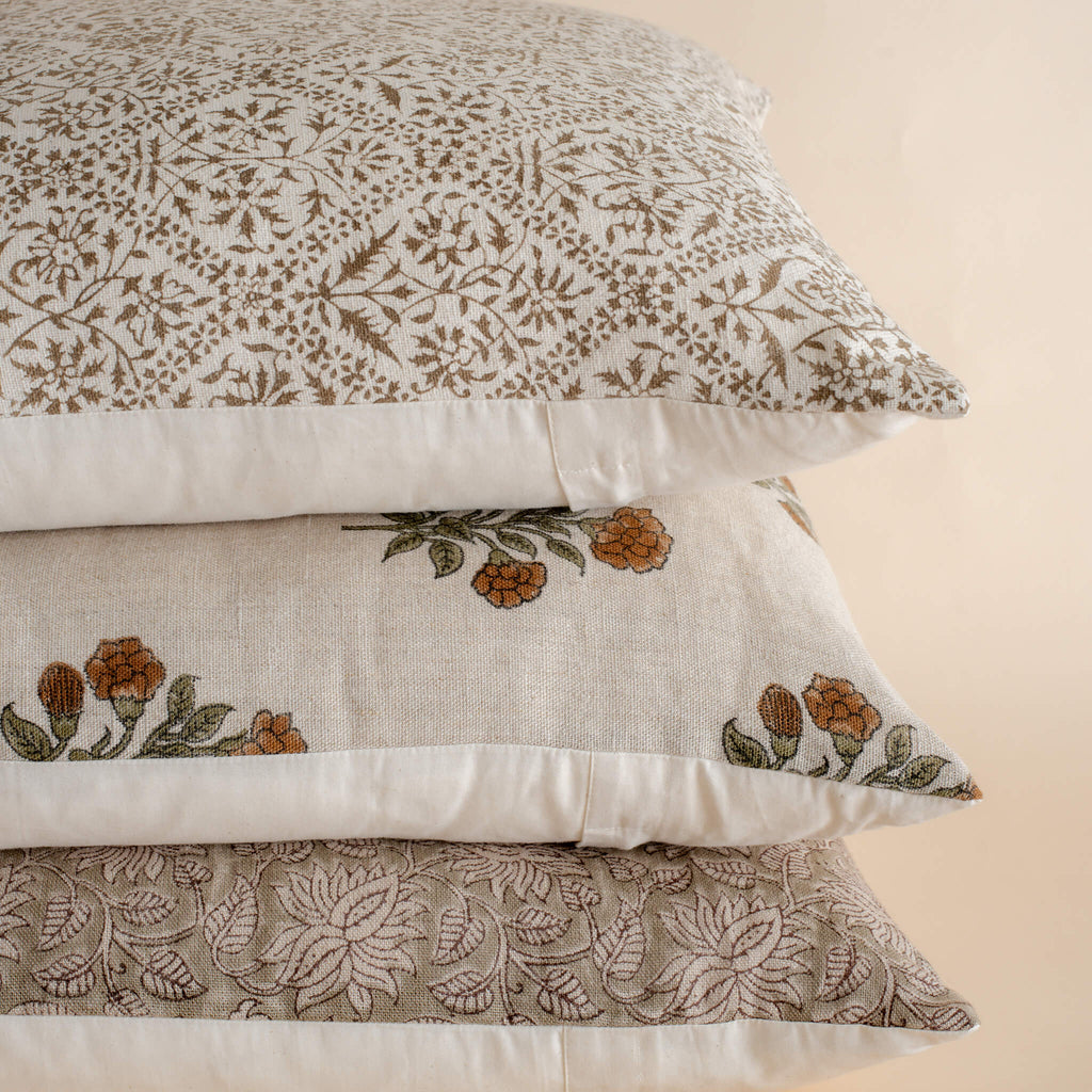 Niva Block Printed Linen Pillow Cover Limited Edition