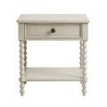 Aura And Oak Whitewash Solid Wood Nightstand With Turned Legs