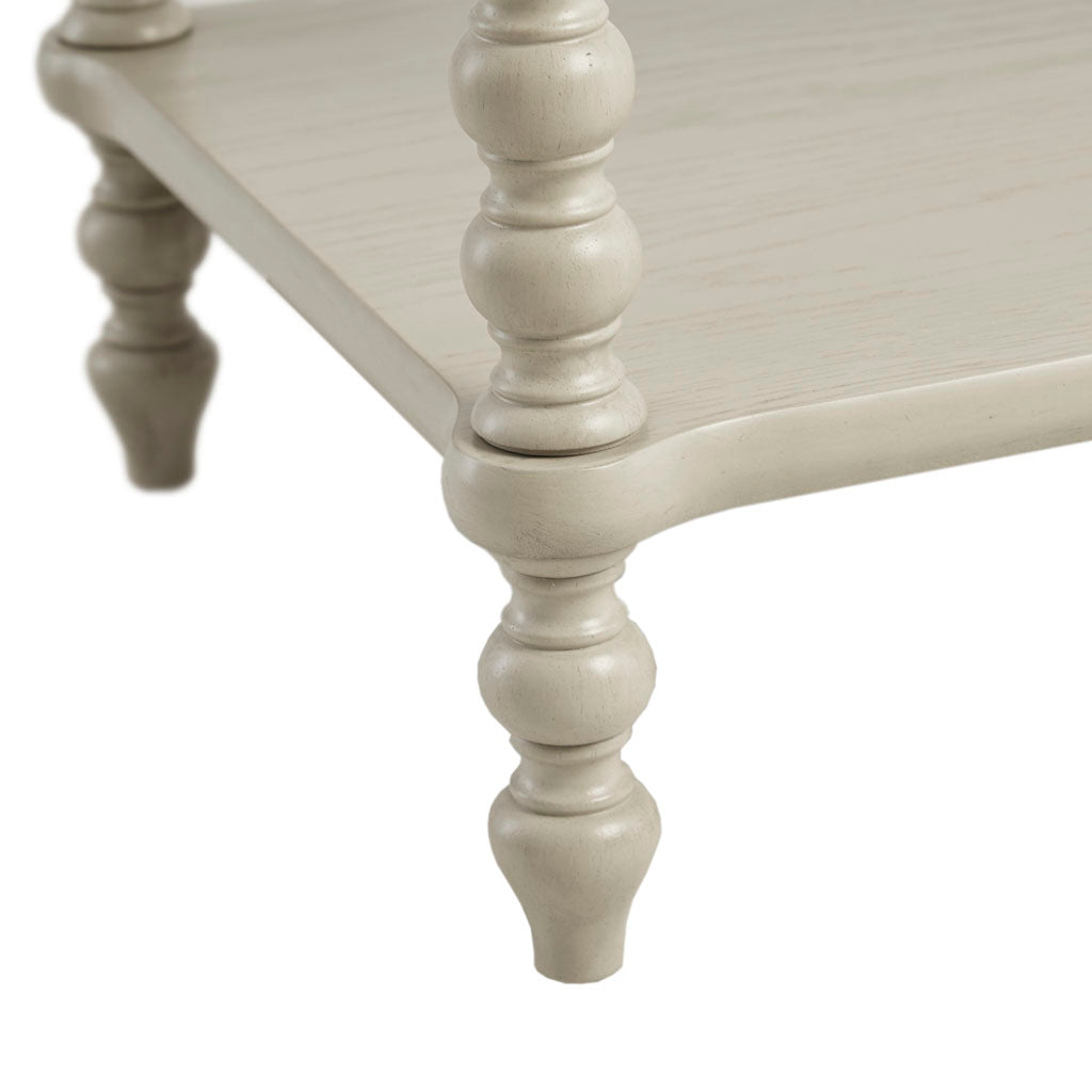Aura And Oak Whitewash Solid Wood Nightstand With Turned Legs