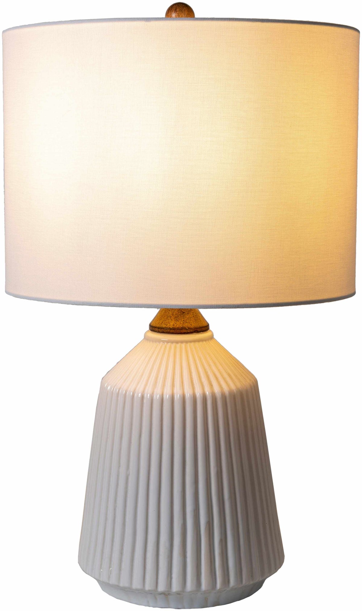 Tramutola White Ceramic Table Lamp With Linen Lampshade