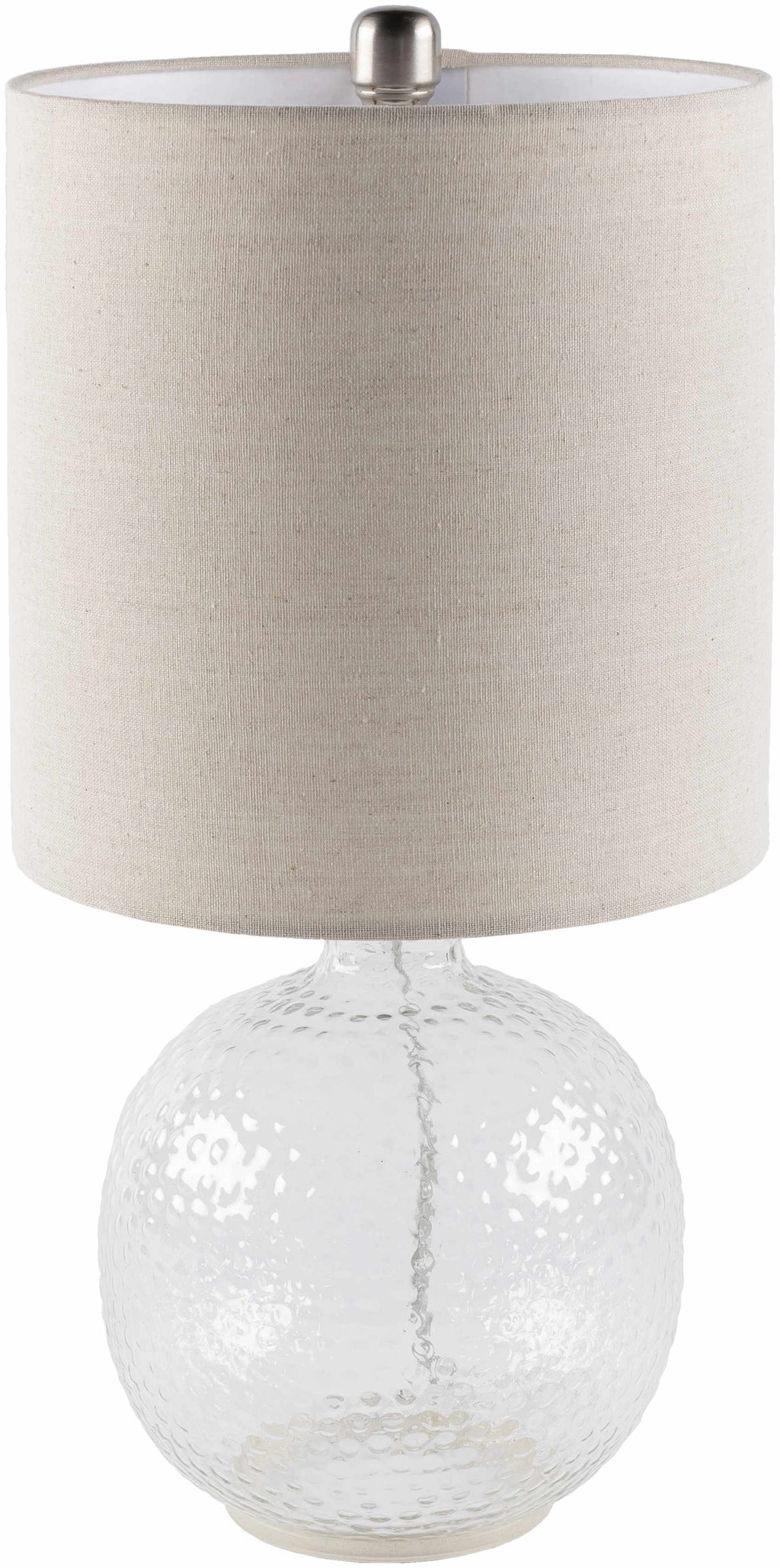 Enetai Clear Glass Table Lamp With Soft Linen Shade