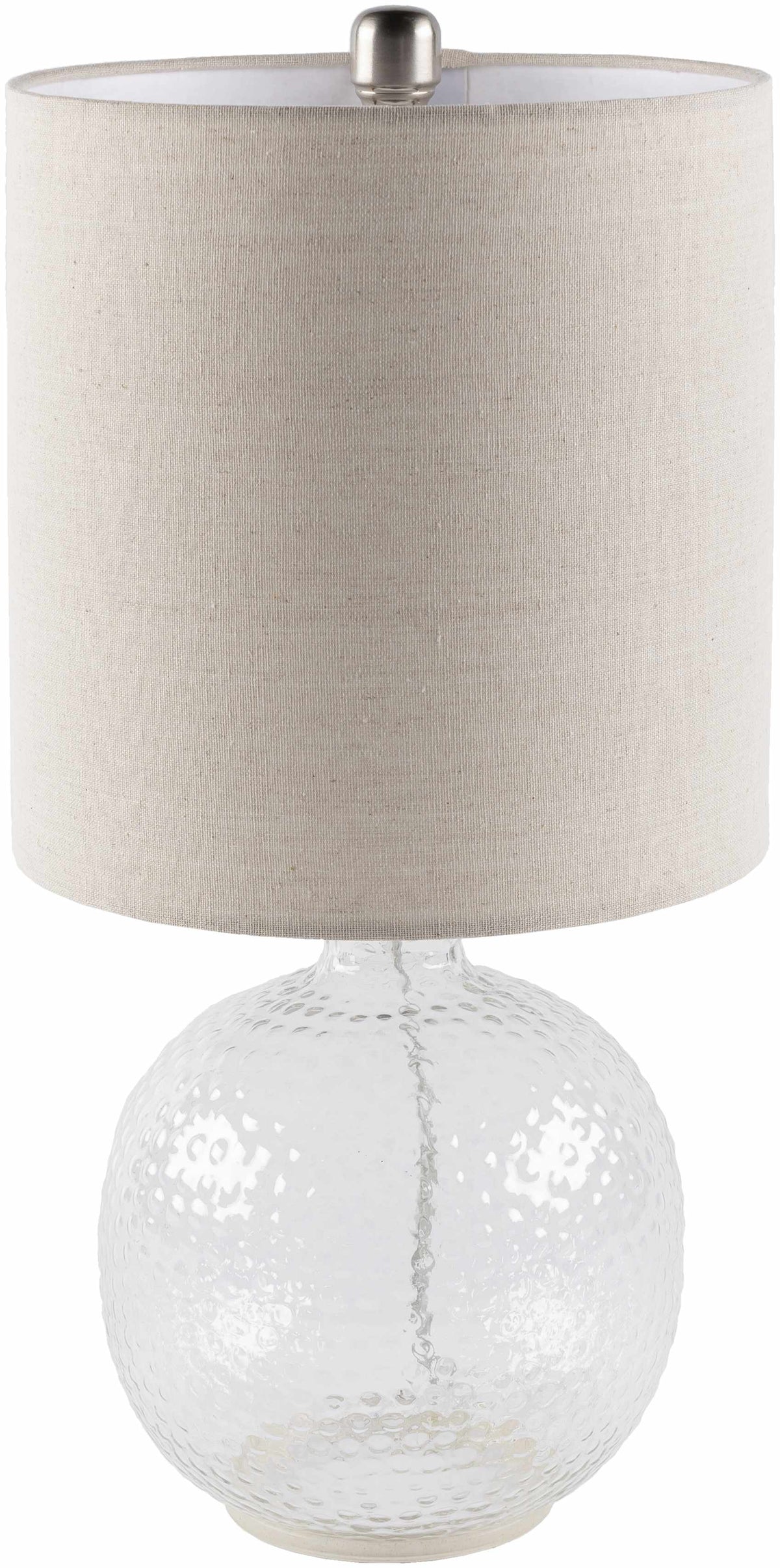 Enetai Clear Glass Table Lamp With Soft Linen Shade