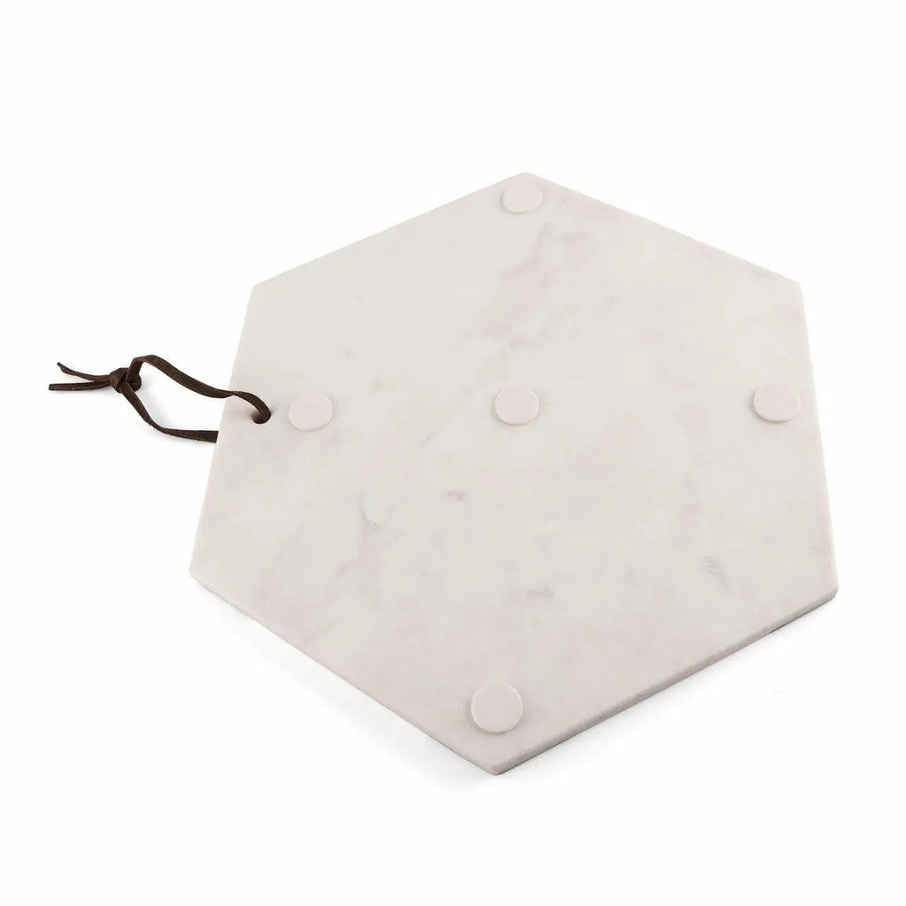 Ovada Hexagonal Marble Charcuterie Board With Mother Of Pearl Tips