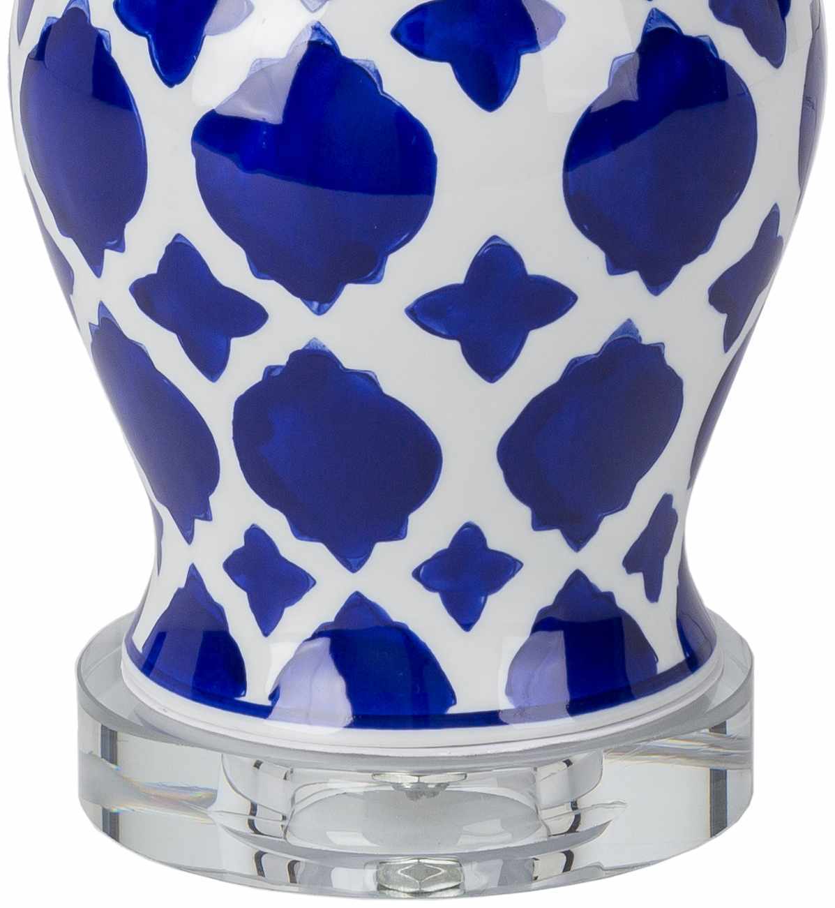 Pangian White And Blue Ceramic Table Lamp With Crystal Base